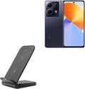 BoxWave Charger Compatible with Infinix Note 40 5G - Wireless QuickCharge Stand (15W) Desktop Viewing Qi Wireless Charging - Jet Black