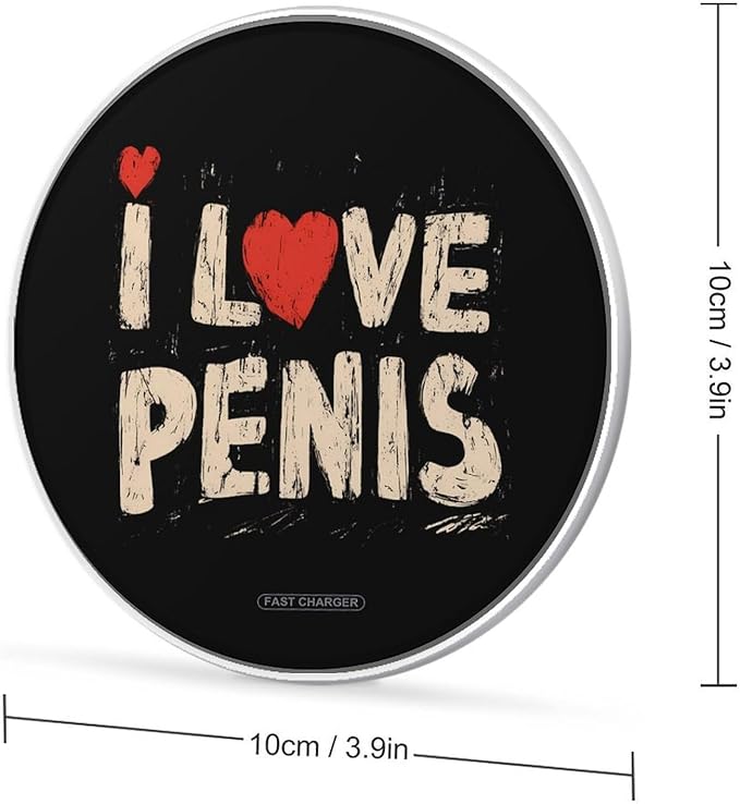 I Love Penis Grunge Fast Portable Charger 10W Funny Graphic Phone Charging Pad with USB Cable