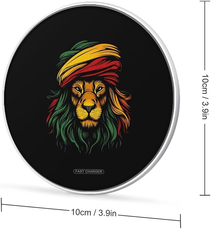 Rasta Reggae Lion Jamaica Wireless Charger Anti-Slip Wireless Charging Pad Slim Charger Mat for Men Women