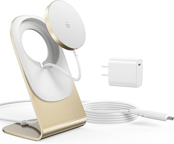 Magnetic Wireless Charger for iPhone 17/16/15/14/13/12 - Mag Charger+20W USB C Adapter Fast Wireless Charging Stand/Pad with 5ft Cable for iPhone 17/16/15/14/13/12 Pro Max Plus Mini 17 Air Gold