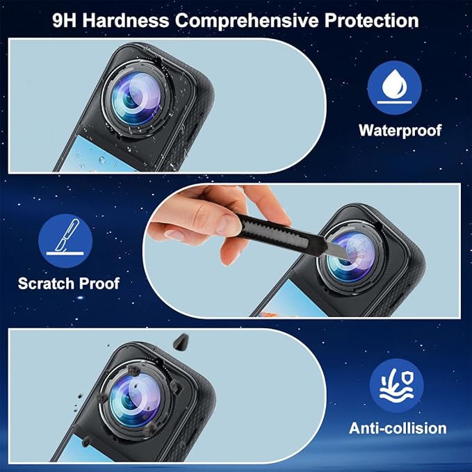 Lens Guard Protective Cover for Insta360 X5 Upgraded Optical Performance Scratch-resistant Higher Transparency Tempered Glass Lens Protectors 9H Hardness for Insta360 X5(Optical Glass)