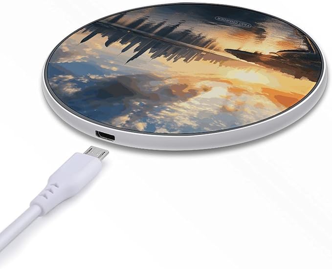New York in The Sunset Wireless Charger Fast Wireless Charging Pad with USB Cable 10W Anti-Slip Magnetic Wireless Charger Portable Slim Charger Puck Travel Charging Station