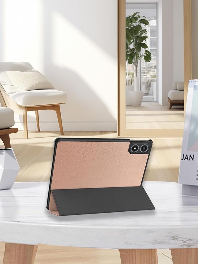 for Tabwee T60 Pro 2026 Android 13.4 Inch Tablet CaseBOVUGAC Tri-fold Tablet Case Cover for Tabwee T60 Pro 13.4Full Protection Premium PU Scratch Resistant.(Rose Gold)