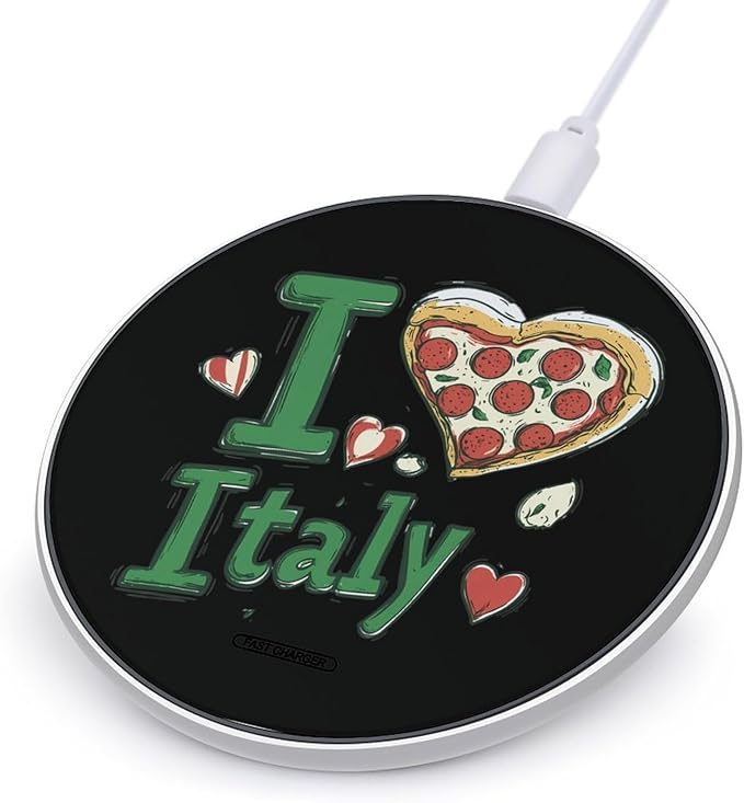 Italian Pizza I Love Italy Phone Charger Magnetic Charging Pad Anti-Slip with USB Cable