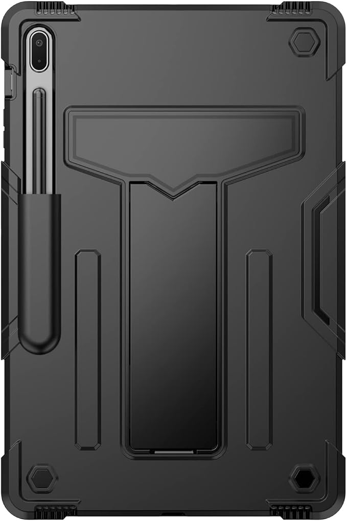 for Samsung Galaxy Tab S7 FE 5G/S8 Plus/S7 Plus Case 12.4 inch (SM-X800/T730/T970) Heavy Duty Protective Rugged Stand Shockproof Cover for Galaxy Tab S7 FE 5G 2021/S8+ 2022/S7+ 2020 Black