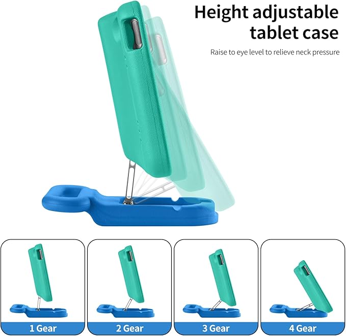 Kids Case for iPad (A16) 11th/10th Gen 10.9'' 2025/2022Adjustable Portrait/Landscape Stand/Drop Proof with HandleChild Friendly Case for iPad Air 11 (M4/M3/M2) 2026/2025/2024 (Greenblue)