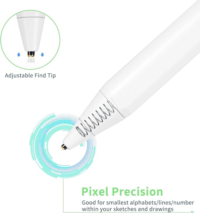 Electronic Stylus for iPad Pro 9.7 PencilActive Capacitive Pencil Compatible with Apple iPad Pro 9.7-inch Stylus PensGood on Drawing and NotesType-C Rechargeable Pen White