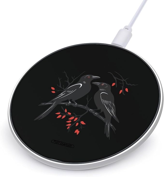 Funny Crow Flock Bird Wireless Charger Anti-Slip Wireless Charging Pad Slim Charger Mat for Men Women