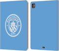 Head Case Designs Officially Licensed Manchester City Man City FC Blue White Mono Badge Leather Wallet Case Compatible with Apple iPad Pro 13 M4 2024