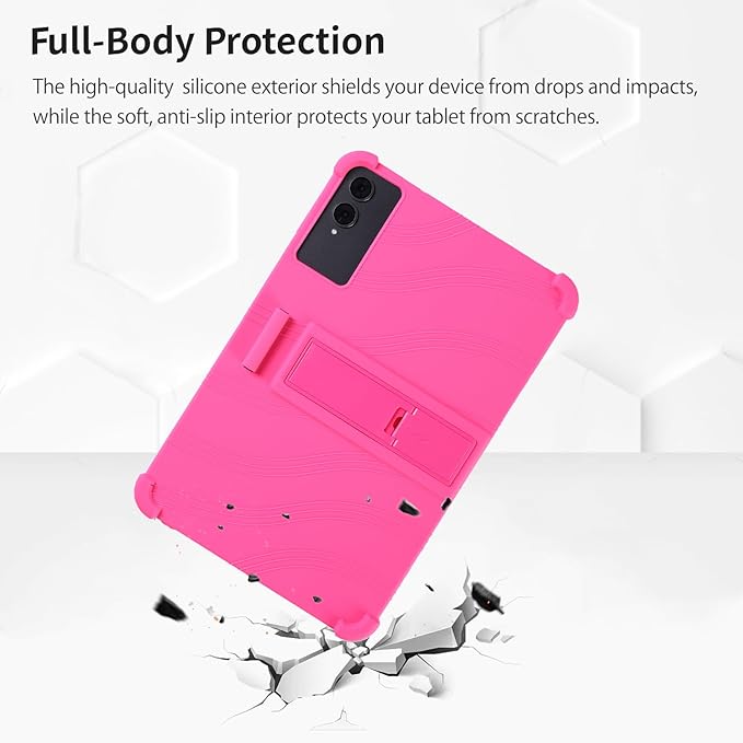 Case for TECLAST T65 13.4-Inch Tablet – Shockproof Silicone Protective Cover with Kickstand Drop-Resistant Business Style (Rose Red)