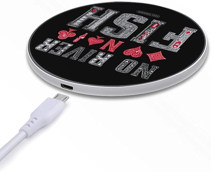 Poker Cards No River No Fish Phone Charger Magnetic Charging Pad Anti-Slip with USB Cable