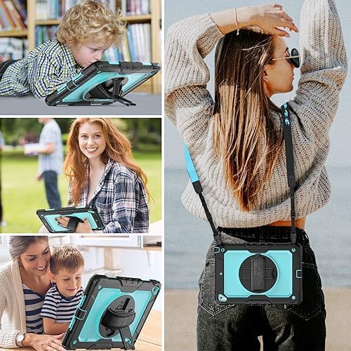 HXCASEAC Case for iPad Pro 9.7 Air 2 9.7 inch 6th/5th Gen 2018/2017/2016/2014 with Screen Protector/Pencil Holder/ 360 Rotating Hand Strap Stand Full Body Protective Cover for iPad 9.7 - Blue