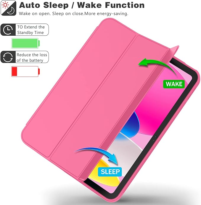 Case for iPad (A16) 11 Inch 2025/iPad 10th Generation 10.9 Inch 2022 Slim Trifold Stand Protective Cover with Pencil Holder and Soft TPU BackSupport Auto Sleep/Wake (Watermelon)