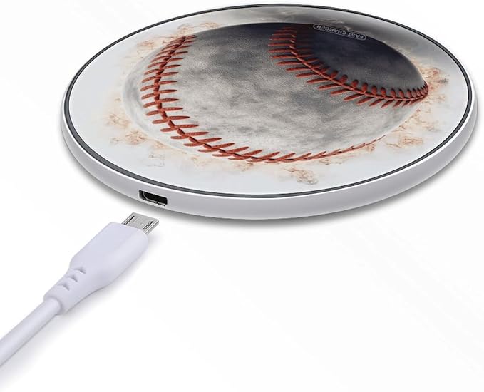 Baseball Wireless Charger Fast Wireless Charging Pad with USB Cable 10W Anti-Slip Magnetic Wireless Charger Portable Slim Charger Puck Travel Charging Station