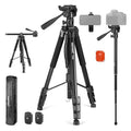 NEEWER Basic 74 Video Tripod Monopod 3 Way Pan Tilt Head Remote Overhead Camera Mount Horizontal Central Axis Phone Holder Compatible with iPhone DSLR Telescope Projector Max Load 17.6lb TP05