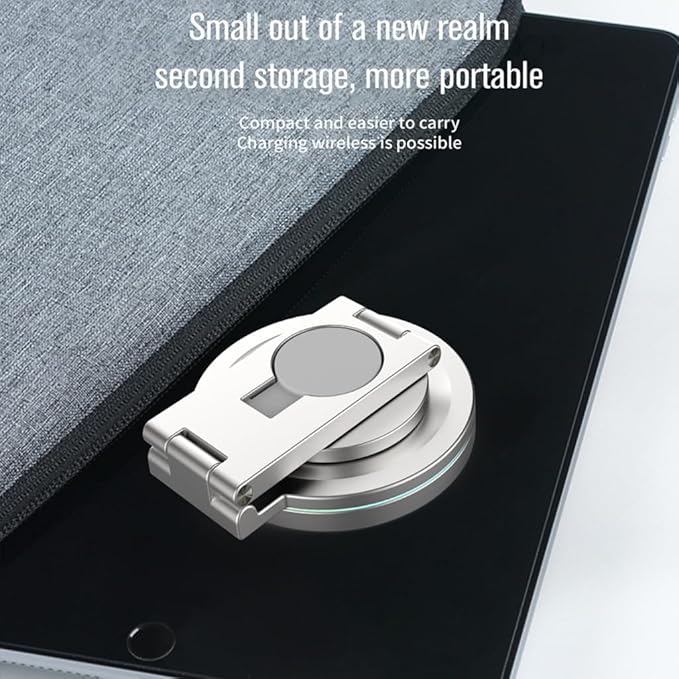 Metal Rotating Wireless Charging Stand for Phone Smartwatch Devices 3 in 1 Function Auto Dimming Lights Compact Foldable