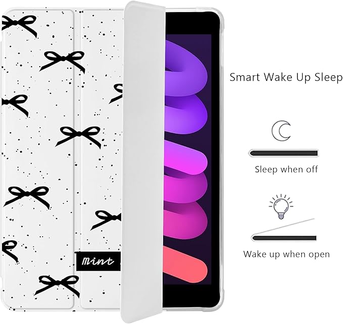 Cute Kawaii Black Bow Flower for iPad Pro 12.9 Inch Case 5th/6th Generation 2022/2021/2020 with Pencil Holder Auto Sleep/Wake Leather Soft TPU Back Cover