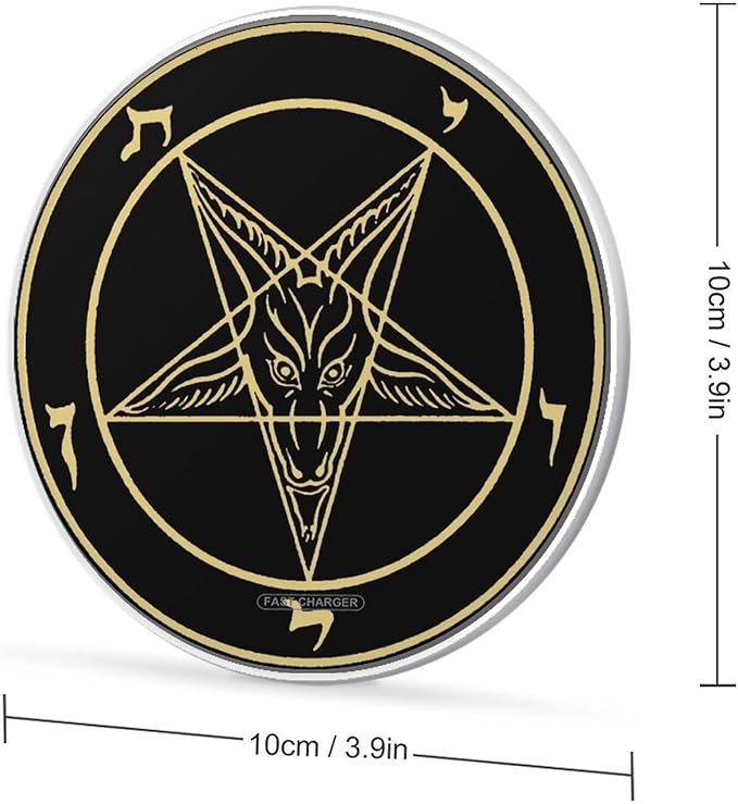 Inverted Pentacle Pewter Satanic Goat 10W Wireless Charger Novelty Charging Pad Portable Station Portable Gifts for Men Women