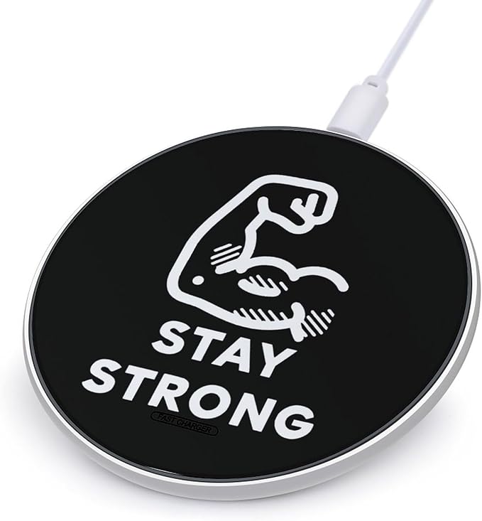 Stay Strong Muscular Arms Fast Portable Charger 10W Funny Graphic Phone Charging Pad with USB Cable
