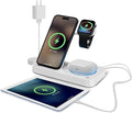 4 in 1 Wireless Charging Station for iPhone Apple Watch &amp AirPods - Wireless Charger for iPhone Series 16/15/14/13/12 - Apple iWatch Series 7/9/8 with Extra USB Port &amp Foldable Design – White