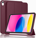 Case for iPad (A16) 11 Inch 2025/iPad 10th Generation 10.9 Inch 2022 Slim Trifold Stand Protective Cover with Pencil Holder and Soft TPU BackSupport Auto Sleep/Wake (Wine)