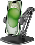 APPS2Car Phone Stand for Desk [No Dropping Stable Triple-Clamp Holder] Adjustable Height 360 Degree Rotation Heavy Base Thick Case Friendly Multifunctional Cell Phones Stand for iPhone Android Phones