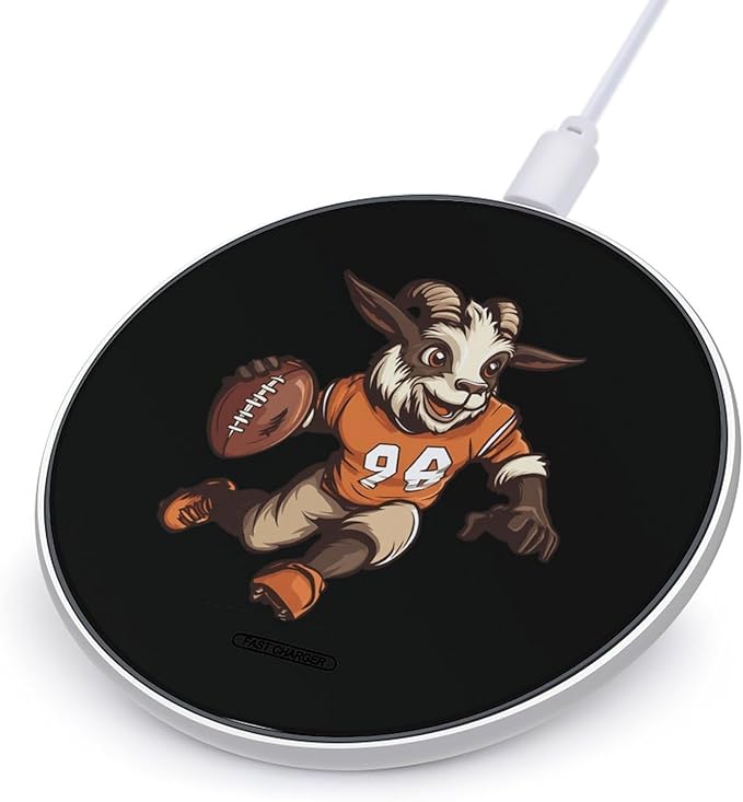 Goat Football Wireless Charger Anti-Slip Wireless Charging Pad Slim Charger Mat for Men Women