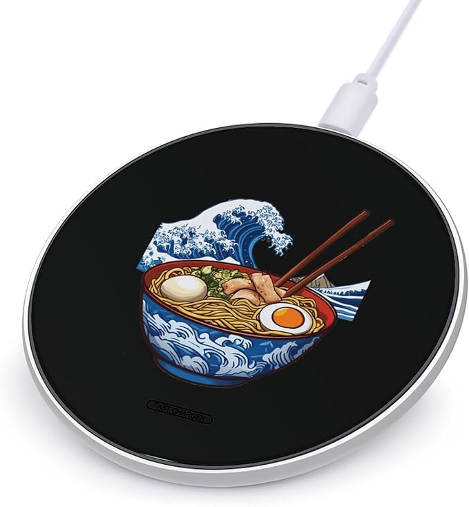 Great Ramen of Kanagawa Japanese Food Wireless Charger Anti-Slip Wireless Charging Pad Slim Charger Mat for Men Women