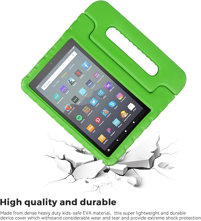 Kids Case for Fire 7 Inch Tablet 9th/7th/5th Generation Tablet (2019/2017/2015 Release) Kid-Proof &amp Shockproof Case Sturdy Soft Durable EVA Protective Cover with Convenient Handle Green