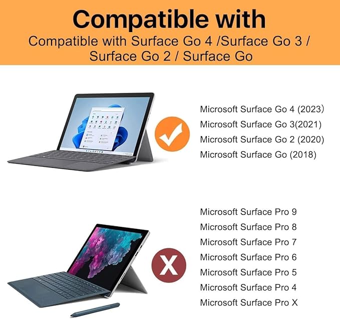 ZenRich Rugged Case for Surface Go with Pen Holder Heavy Duty Shockproof Case with Stand Hand Strap and Shoulder Belt - Orange