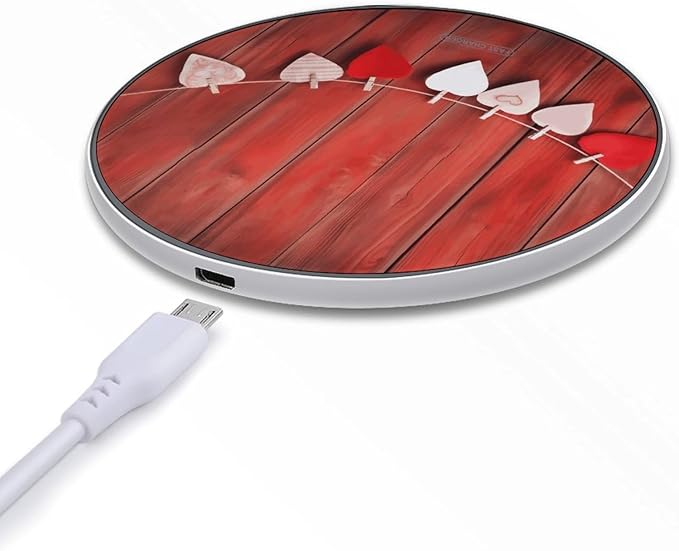Heart Shape on Wall Wireless Charger Fast Wireless Charging Pad with USB Cable 10W Anti-Slip Magnetic Wireless Charger Portable Slim Charger Puck Travel Charging Station