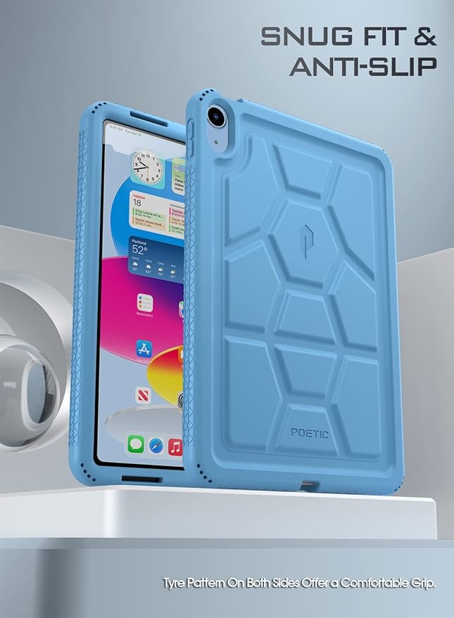 Poetic TurtleSkin case for New iPad (A16) 11th / 10th Generation (2025/2022) Heavy Duty Shockproof Kids Friendly Silicone Case Cover Only Compatible with New iPad 11/10.9 Inch Sky Blue