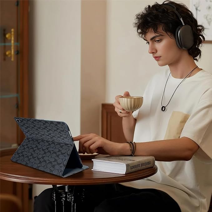 Designer Compatible iPad 10.2 inch Case9th/8th/7th Generation(2021/2020/2019) iPad Air 3rd 2019/2017 iPad Pro 10.5 PU Leather with Pencil Holder Soft Back CaseAuto Sleep/Wake Cover-Black