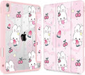 Case for iPad Air 11'' (M4 2026/M3 2025/M2 2024)/ iPad Air 10.9'' Air 5th /4th Gen Shockproof Cover with Clear Back Shell &amp Penceil Holder Auto Wake/Sleep Stand Cover Rabbit &amp Strawberry