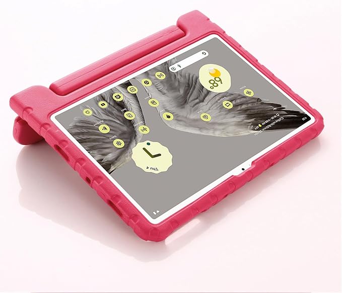 for Google Pixel 10.95 inch 2023 Kids Case Light Weight EVA Full Protection Shockproof Cover Handle Stand Tablet Case CoverRose Red
