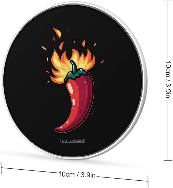 Chili Pepper Fire Wireless Charger Anti-Slip Wireless Charging Pad Slim Charger Mat for Men Women