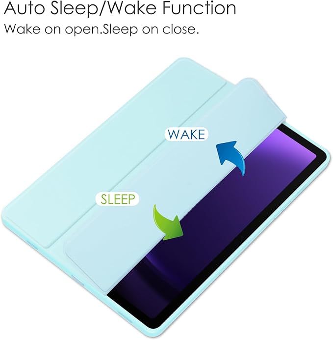 for Samsung Galaxy Tab S10 Lite/ S10 FE/ S9 FE 10.9 Inch Tri-Fold Smart Tablet Case with Pen Holder Shockproof Protective Cover W Transparent Back Shell Auto Wake/SleepSky Blue