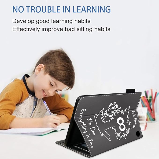 Case for Amazon Kindle Fire HD 10 &amp 10 Plus Tablet 10.1 (13th/11th Generation 2023/2021 Release) - Funny Cat - It's Fine I'm Fine Everything is Fine Premium PU Leather Cover with Auto Sleep Wake