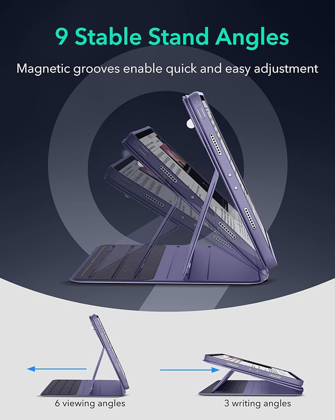 ESR for iPad Pro 12.9 Case (6th/5th Generation 2022/2021) Removable Magnetic Cover Adjustable Portrait/Landscape Stand with Raised Display View 9 Standing Angles Shift Series Purple
