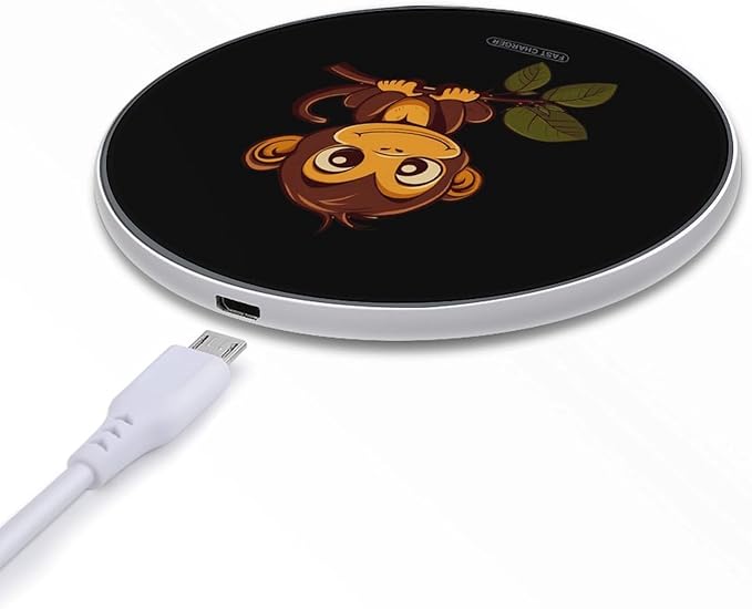 Monkey on Branch Wireless Charger Anti-Slip Wireless Charging Pad Slim Charger Mat for Men Women