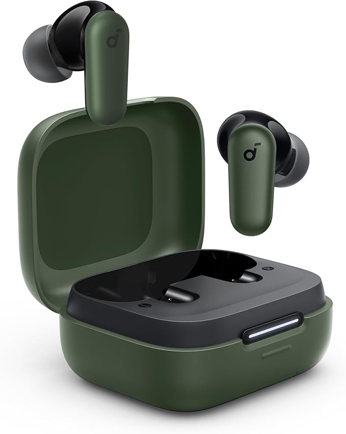 Soundcore P30i by Anker Noise Cancelling Earbuds Strong and Smart Noise Cancelling Powerful Bass 45H Playtime 2-in-1 Case and Phone Stand IP54 Wireless Earbuds Bluetooth 5.4 (Green)