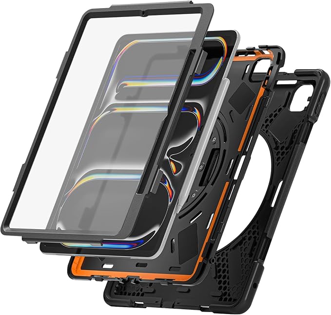 Sahara for iPad Pro 13-inch (M5 2025 / M4 2024) Case - Heavy-Duty Protective Cover with Screen Protector Kickstand Rotating Hand Strap &amp Shoulder Strap Raider-X Series
