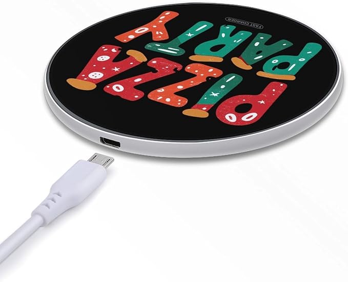 Pizza Party Phone Charger Magnetic Charging Pad Anti-Slip with USB Cable