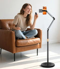 Phone Floor Stand Cell Phone Stand with Flexible Arm for Bed 69 Height Adjustable iPhone Stand Stable Overhead Tripod with 360°Rotatable Phone Holder &amp Remote for Recording Sofa Desk