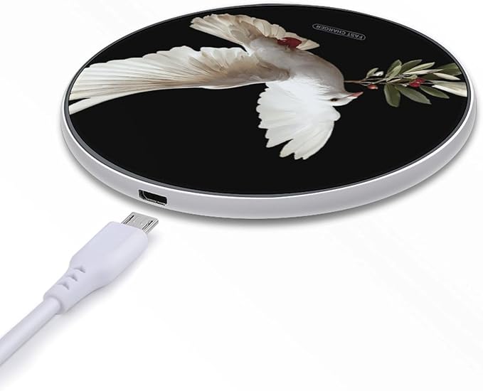 White Doves with Olives Branch Phone Charger Magnetic Charging Pad Anti-Slip with USB Cable