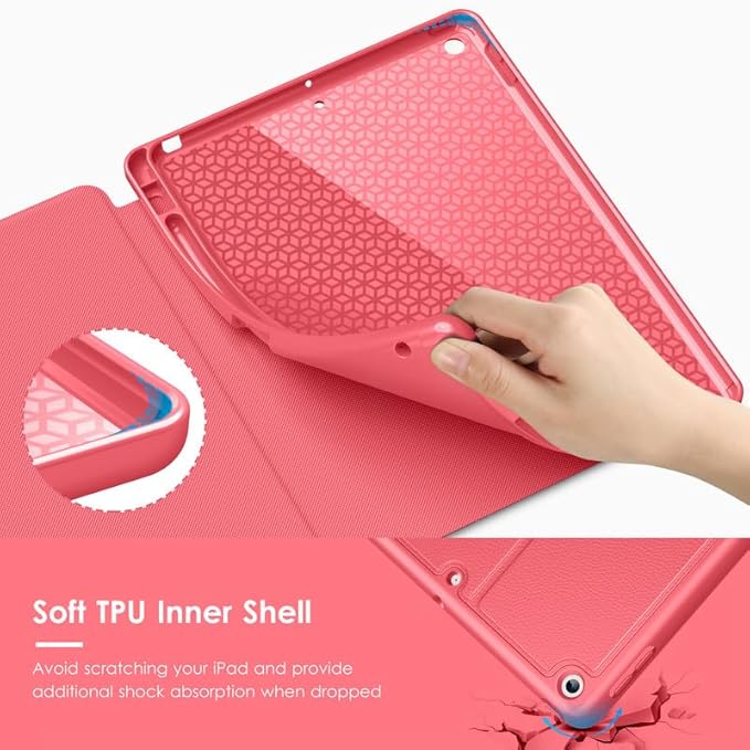 VIKESI Case for iPad 9th / 8th / 7th Generation 10.2 inch (2021/2020/2019 Released)Multiple Angles Magnetic Stand CoverShockproof BackPencil Holderand Auto Sleep/WakeRed