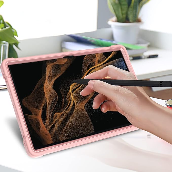 Protective Case Compatible with Samsung Galaxy Tab S9 Ultra 14.6 Inch 2023 Case with Built-in Stand Rugged Hybrid Shockproof Protective CoverCompatible with Samsung Galaxy Tab S9 Ultra(Rose Gold)