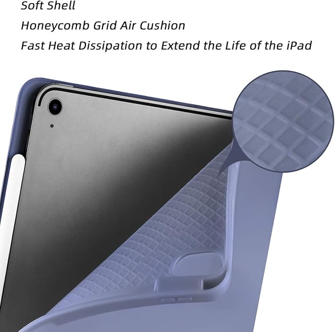 SIWENGDE Cases for iPad Pro 12.9 Case 6th/5th/4th Generation (2022/2021/2020) with Pencil Holder [Apple Pencil Wireless Charging] Soft TPU Smart Tri-fold Stand Protective Cover(Lavender)