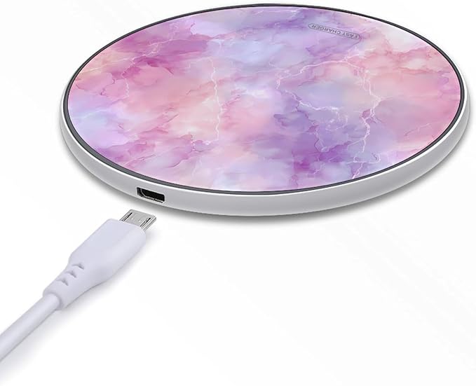 Purple Pinkcolor Marble Fast Portable Charger 10W Funny Graphic Phone Charging Pad with USB Cable