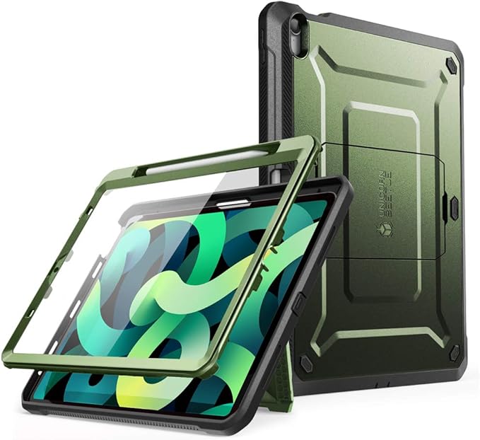 SUPCASE Unicorn Beetle Pro Series Case Designed for iPad Air 4 (2020) 10.9 Inch with Pencil Holder &amp Built-in Screen Protector Full-Body Rugged Heavy Duty Case (Green)